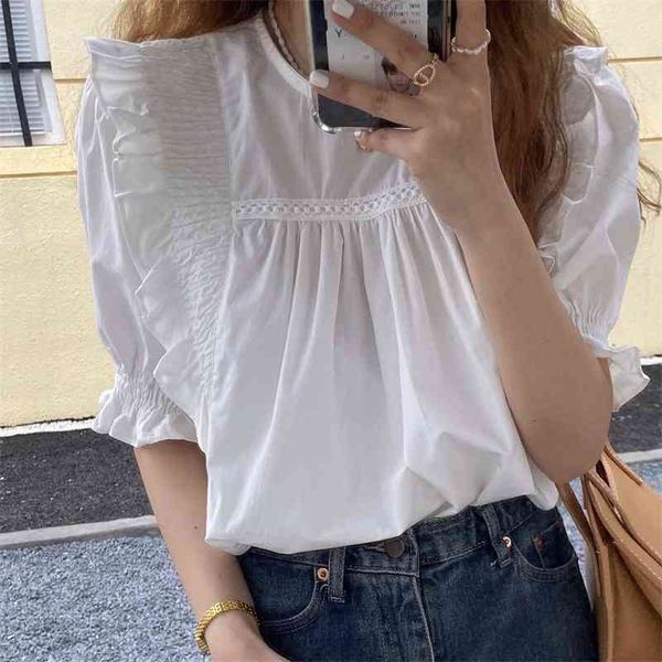 women's knits & tees chic party ruffles streetwear elegance blouses solid ol lady sweet summer girls all match prom shirts uh, White
women's knits & tees chic party ruffles streetwear elegance blouses solid ol lady sweet summer girls all match prom shirts uh, White