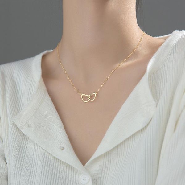 pendant necklaces cute gold plated stainless steel double hearts for women, fashion silver color love necklace woman neck chain jewelry
pendant necklaces cute gold plated stainless steel double hearts for women, fashion silver color love necklace woman neck chain jewelry