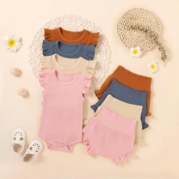 clothing sets 3m-18m born infant baby girls summer solid ribbed romper ruffled shorts outfits set baby's casual, White
clothing sets 3m-18m born infant baby girls summer solid ribbed romper ruffled shorts outfits set baby's casual, White