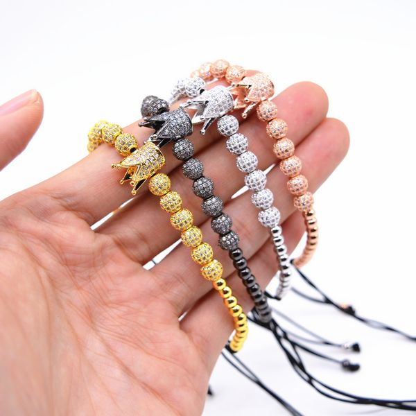 new zircon bracelets men jewelry cubic micro pave cz crown charm & 4mm round beads braided macrame bracelet pulseira femininabracelets, Golden;silver
new zircon bracelets men jewelry cubic micro pave cz crown charm & 4mm round beads braided macrame bracelet pulseira femininabracelets, Golden;silver