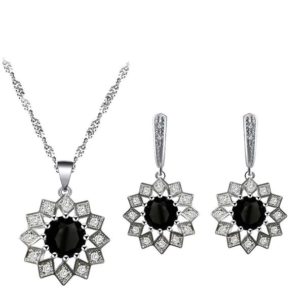 earrings & necklace black vintage silver plated zircon pendant jewelry set send mom's birthday gift js835
earrings & necklace black vintage silver plated zircon pendant jewelry set send mom's birthday gift js835