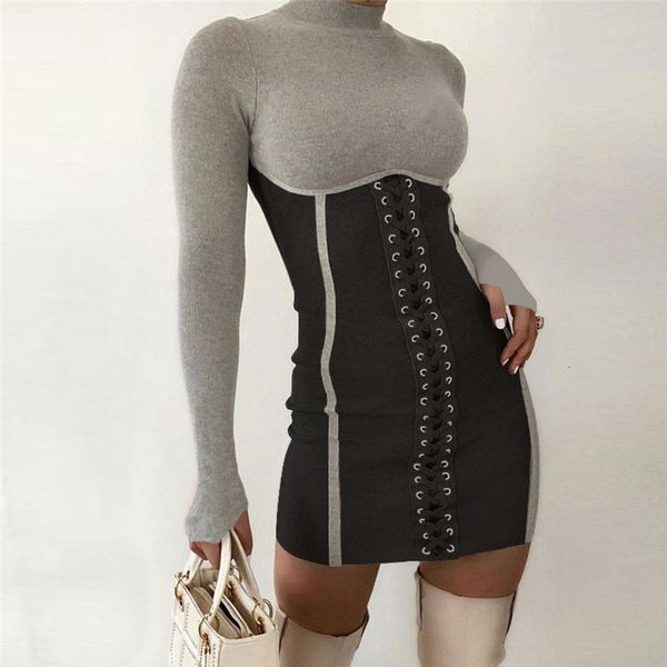 dresses fashion patchwork slim ladies mini party women lace-up bandage bodycon elegant casual long sleeve vestido 4ctj ajb9, Black;gray
dresses fashion patchwork slim ladies mini party women lace-up bandage bodycon elegant casual long sleeve vestido 4ctj ajb9, Black;gray