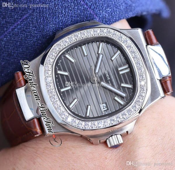 40mm 5711 cal a324 automatic mens watch diamonds bezel gray textured dial silver white stick markers leather strap watches 2022 puretime g26, Slivery;brown
40mm 5711 cal a324 automatic mens watch diamonds bezel gray textured dial silver white stick markers leather strap watches 2022 puretime g26, Slivery;brown