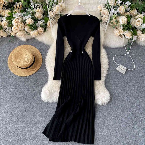 kimutomo women solid knitted dress spring autumn chic korean ladies v-neck slim waist buttons a-line pleated vestidos elegant 210521, Black;gray
kimutomo women solid knitted dress spring autumn chic korean ladies v-neck slim waist buttons a-line pleated vestidos elegant 210521, Black;gray