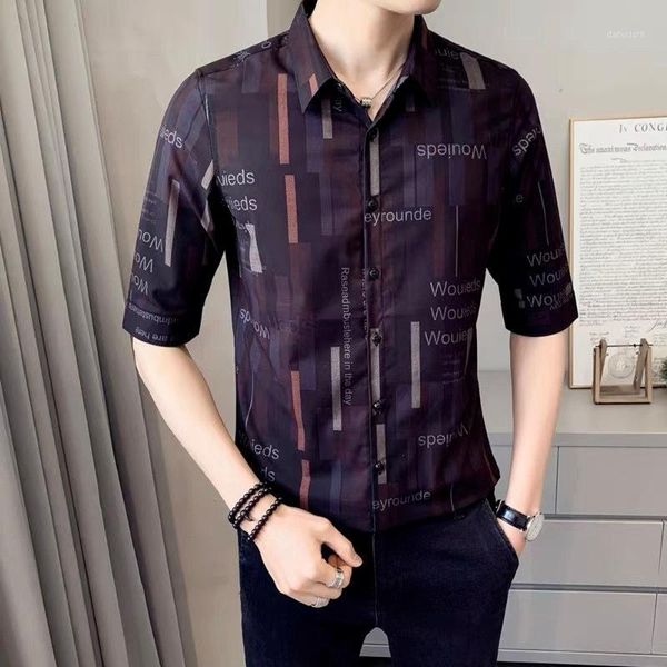 men's casual shirts summer five-point sleeve shirts, single-breasted lapel korean fashion printed short-sleeved, White;black
men's casual shirts summer five-point sleeve shirts, single-breasted lapel korean fashion printed short-sleeved, White;black