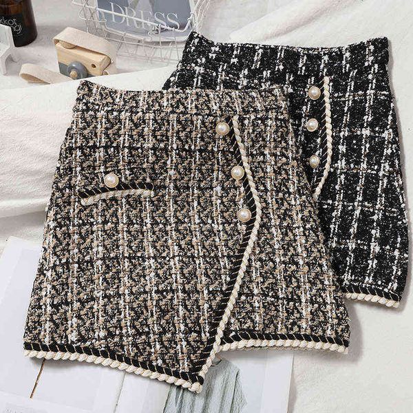 fall/winter style contrasting side-breasted irregular temperament skirt female tweed plaid bag hip skirt 211119, Black
fall/winter style contrasting side-breasted irregular temperament skirt female tweed plaid bag hip skirt 211119, Black