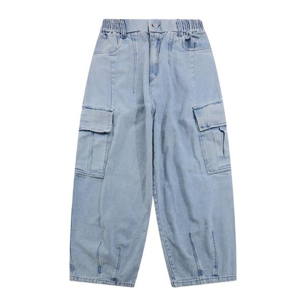 men's jeans multi-pocket denim pants mens safari style cargo trousers elastic waist loose casual distressed men, Blue
men's jeans multi-pocket denim pants mens safari style cargo trousers elastic waist loose casual distressed men, Blue