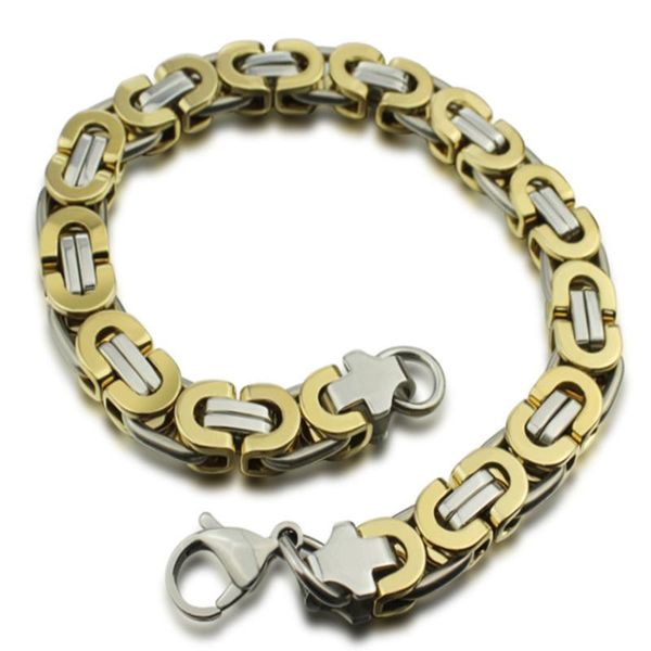link, chain 2021 fashion simple style titanium steel material accessories flat gold domineering and personalized bracelet suitable for men, Black
link, chain 2021 fashion simple style titanium steel material accessories flat gold domineering and personalized bracelet suitable for men, Black