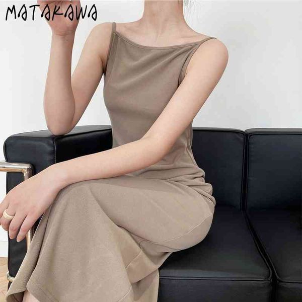matakawa slash neck sleeveless women dress summer vestidos french elegant knitted dresses suspender long robe femme 210513, Black;gray
matakawa slash neck sleeveless women dress summer vestidos french elegant knitted dresses suspender long robe femme 210513, Black;gray