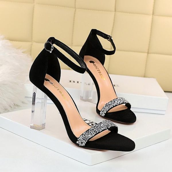 nightclub summer heels high rhinestone woman transparent heeled women's sequin sandals buckle open toe shoes, Black
nightclub summer heels high rhinestone woman transparent heeled women's sequin sandals buckle open toe shoes, Black