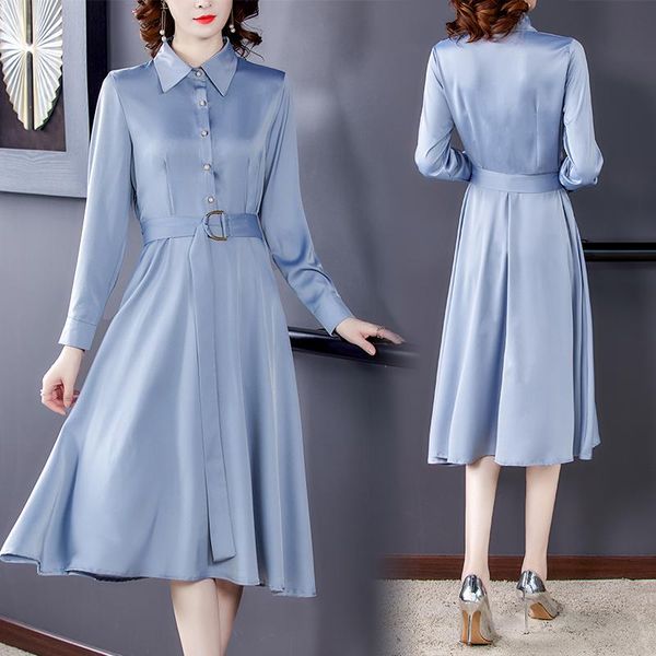 casual dresses 2021 spring office lady mulberry silk satin midi dress autumn vintage shirt women elegant bodycon party vestidos, Black;gray
casual dresses 2021 spring office lady mulberry silk satin midi dress autumn vintage shirt women elegant bodycon party vestidos, Black;gray