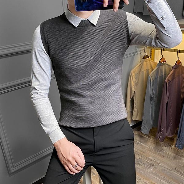 men's sweaters autumn men winter fashion brand knitted pullovers mens fake two shirt collar sweater male patchwork casual o124, White;black
men's sweaters autumn men winter fashion brand knitted pullovers mens fake two shirt collar sweater male patchwork casual o124, White;black