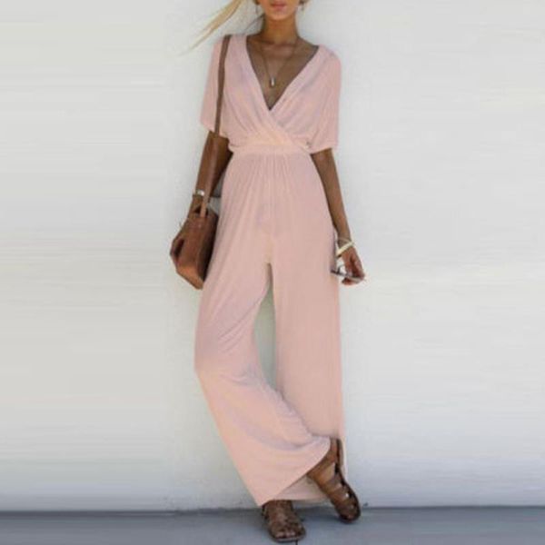 women's jumpsuits & rompers fashion summer women elegant 3 style loose solid ladies short sleeve v-neck elastic waist straight clothes, Black;white
women's jumpsuits & rompers fashion summer women elegant 3 style loose solid ladies short sleeve v-neck elastic waist straight clothes, Black;white
