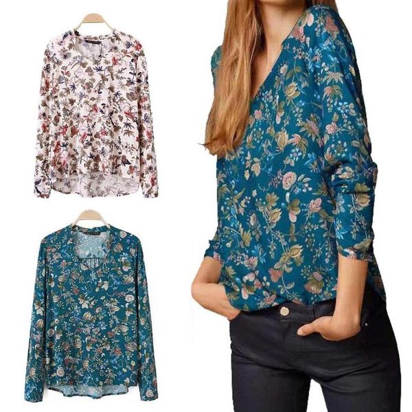 women's blouses & shirts fashion ladies' elegant impression vintage floral v neck long sleeve ol casual slim, White
women's blouses & shirts fashion ladies' elegant impression vintage floral v neck long sleeve ol casual slim, White