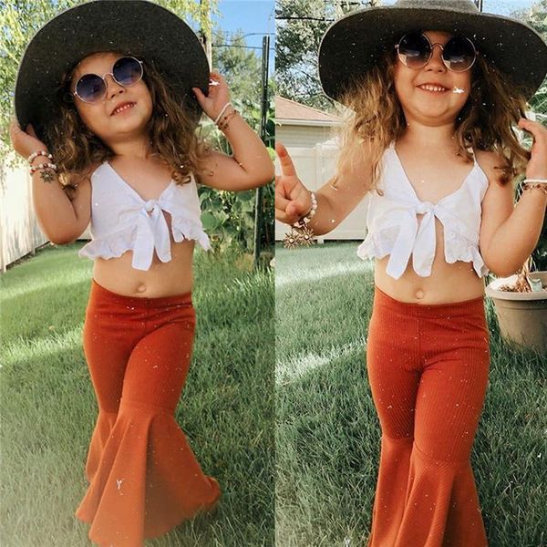 2pcs summer outfits suit kid baby girl clothes set fashion clothing solid color spaghetti straps crop flared long pants, White
2pcs summer outfits suit kid baby girl clothes set fashion clothing solid color spaghetti straps crop flared long pants, White
