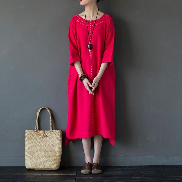 casual dresses women bamboo linen retro embroidered loose dress ladies solid color embroidery spliced vintage robe female irregular hem, Black;gray
casual dresses women bamboo linen retro embroidered loose dress ladies solid color embroidery spliced vintage robe female irregular hem, Black;gray
