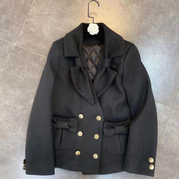 women's wool & blends zcsmll 2021 spring lapel bowknot long sleeve pocket design double breasted plus cotton woolen jacket, Black
women's wool & blends zcsmll 2021 spring lapel bowknot long sleeve pocket design double breasted plus cotton woolen jacket, Black