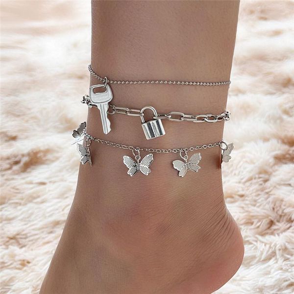 anklets letapi punk vintage silver color key lock butterfly pendant anklet summer beach foot jewelry fashion style for women, Red;blue
anklets letapi punk vintage silver color key lock butterfly pendant anklet summer beach foot jewelry fashion style for women, Red;blue