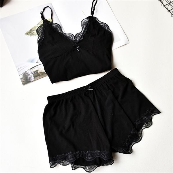 herislim two piece cotton pajamas sets lace and shorts pyjamas sleepwear high elastic pijama solid nightie home clothes 210325, Black;red
herislim two piece cotton pajamas sets lace and shorts pyjamas sleepwear high elastic pijama solid nightie home clothes 210325, Black;red