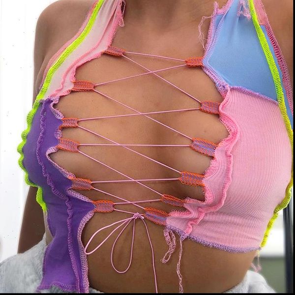 women womens tanks patchwork asymmetrical summer fashion lace up tie front crop bodycon hollow out club, White
women womens tanks patchwork asymmetrical summer fashion lace up tie front crop bodycon hollow out club, White