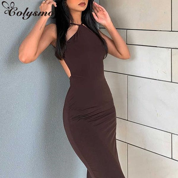 colysmo brown midi dress backless ruched spaghetti strap sleeveless solid color bodycon summer women street vestidos 210527, Black;gray
colysmo brown midi dress backless ruched spaghetti strap sleeveless solid color bodycon summer women street vestidos 210527, Black;gray