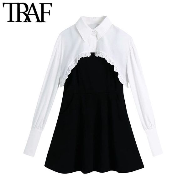 women chic fashion two pieces sets knitted mini dress vintage long sleeve ruffled female dresses vestidos mujer 210507, Black;gray
women chic fashion two pieces sets knitted mini dress vintage long sleeve ruffled female dresses vestidos mujer 210507, Black;gray