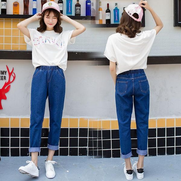 women's jeans spring harem women loose slim pants summer elastic high waist ankle-length denim straight lady casual, Blue
women's jeans spring harem women loose slim pants summer elastic high waist ankle-length denim straight lady casual, Blue
