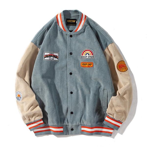 men's jackets college style harajuku vintage corduroy patchwork baseball uniform coat spring autumn coats for male, Black;brown
men's jackets college style harajuku vintage corduroy patchwork baseball uniform coat spring autumn coats for male, Black;brown