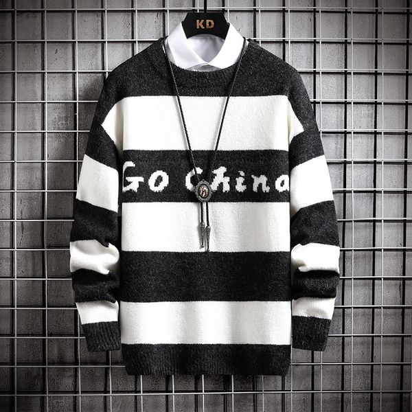 men's sweaters winter striped men's knitted shirt of superior quality loosed sweater long sleeve male oftn, White;black
men's sweaters winter striped men's knitted shirt of superior quality loosed sweater long sleeve male oftn, White;black
