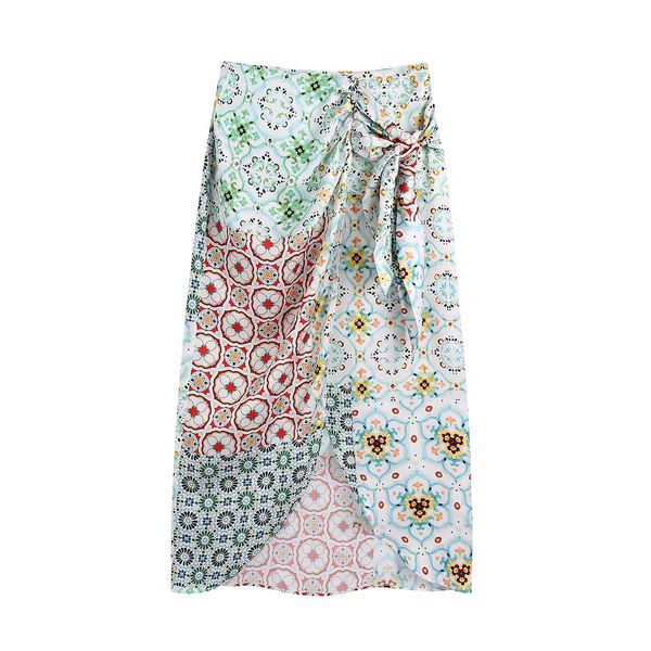 women vintage printed midi skirt with knot irregular hem high-waist slit elegant wrap skirts woman jupe 210709, Black
women vintage printed midi skirt with knot irregular hem high-waist slit elegant wrap skirts woman jupe 210709, Black