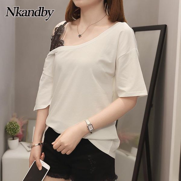 women's t-shirt plus size women tshirts 2021 summer lace trim one shoulder chic t shirt oversize short sleeve loose white femme clo
women's t-shirt plus size women tshirts 2021 summer lace trim one shoulder chic t shirt oversize short sleeve loose white femme clo