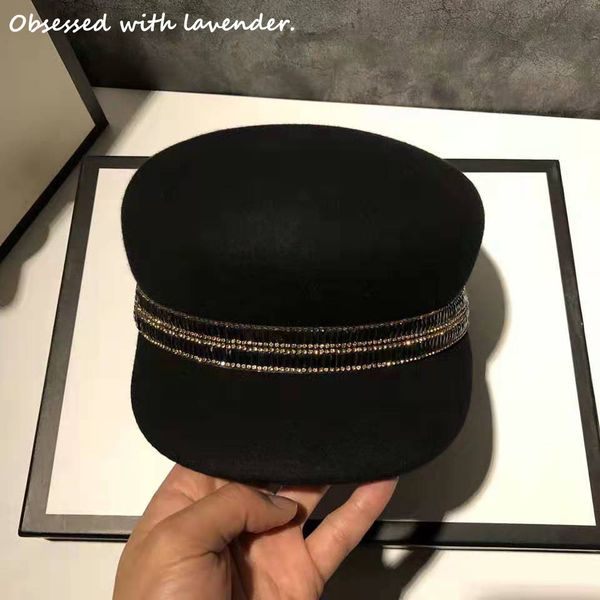 obsessed with lavender.wool black rhinestone hat ladies fall/winter octagonal hat ladies navy hat vintage wool lj201105, Blue;gray
obsessed with lavender.wool black rhinestone hat ladies fall/winter octagonal hat ladies navy hat vintage wool lj201105, Blue;gray