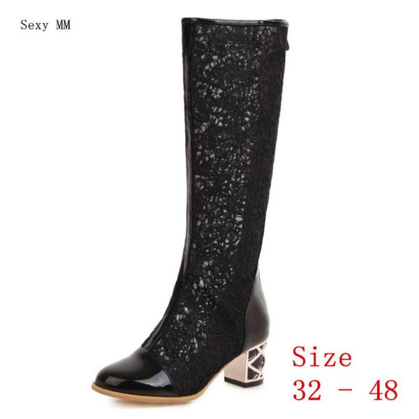 boots summer women knee high woman heel long thigh botas small plus size 32 - 48, Black
boots summer women knee high woman heel long thigh botas small plus size 32 - 48, Black