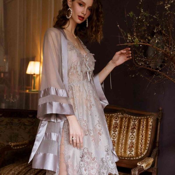 grey nightgown bathrobe women sleepwear morning wedding robes transparent lingerie underwear temptation mesh satin kimono robe, Black;red
grey nightgown bathrobe women sleepwear morning wedding robes transparent lingerie underwear temptation mesh satin kimono robe, Black;red