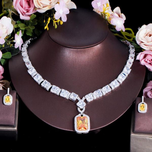 earrings & necklace threegraces luxurious + yellow cubic zirconia big square earring bridal wedding banquet jewelry set for women tz658, Silver
earrings & necklace threegraces luxurious + yellow cubic zirconia big square earring bridal wedding banquet jewelry set for women tz658, Silver