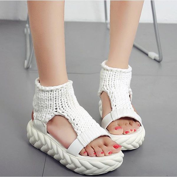 sandals casual women nice summer wedges platform soft bottom knit ladies flat shoes students sandalias mujer, Black
sandals casual women nice summer wedges platform soft bottom knit ladies flat shoes students sandalias mujer, Black