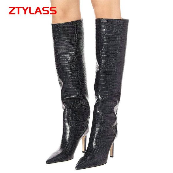 brand women boots fashion thin high heel knee faux leather long pointed toe autumn winter shoes, Black
brand women boots fashion thin high heel knee faux leather long pointed toe autumn winter shoes, Black