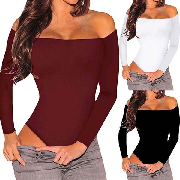 bodysuit women 2021 women's off shoulder long sleeve elastic bodysuits summer beach jumpsuit solid bodycon casual jumpsuits & rompers, Black;white
bodysuit women 2021 women's off shoulder long sleeve elastic bodysuits summer beach jumpsuit solid bodycon casual jumpsuits & rompers, Black;white