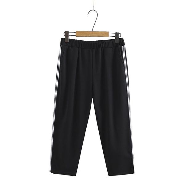 plus size pants women's clothing 2021 summer with loose side stripe split leg opening cropped trousers, Black
plus size pants women's clothing 2021 summer with loose side stripe split leg opening cropped trousers, Black