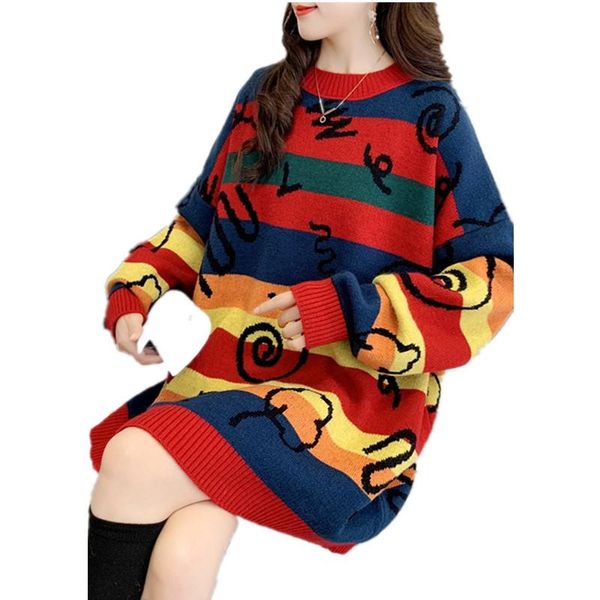 women's sweaters fashion lazy for women 2021 mid-length autumn sweater winter loose outer wear wild striped pullover, White;black
women's sweaters fashion lazy for women 2021 mid-length autumn sweater winter loose outer wear wild striped pullover, White;black