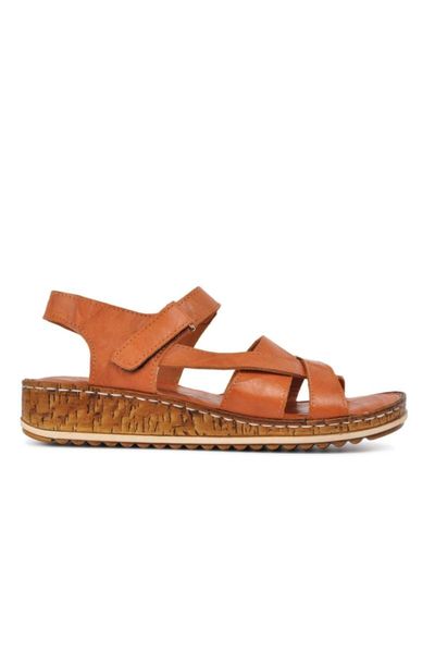 sandals 20813 tan genuine leather female, Black