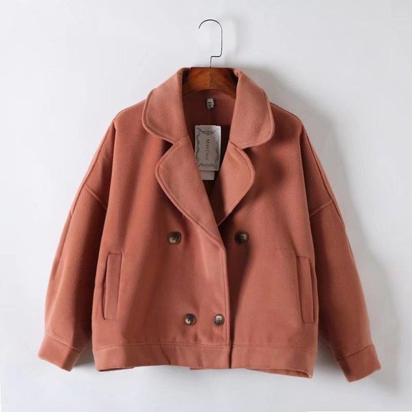 women's wool & blends solid short blend ladies coat double breasted jacket turn-down collar korean womens fashion, Black
women's wool & blends solid short blend ladies coat double breasted jacket turn-down collar korean womens fashion, Black