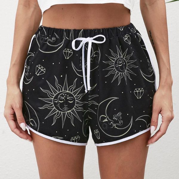women's shorts arrivals summer women casual basic sun moon patten print loose high waisted for short pants, White;black
women's shorts arrivals summer women casual basic sun moon patten print loose high waisted for short pants, White;black