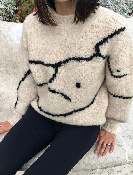 sweater 2021 winter high stand collar pullover small lantern sleeve women ztxj, White;black
sweater 2021 winter high stand collar pullover small lantern sleeve women ztxj, White;black
