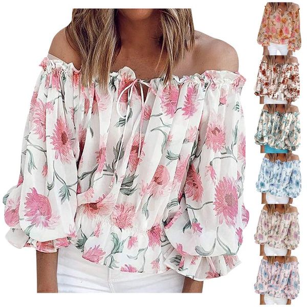 women's blouses & shirts fashsiualy loose blouse fashion off-shoulder flower casual elastic lacing chiffon shirt clothes for women femi, White
women's blouses & shirts fashsiualy loose blouse fashion off-shoulder flower casual elastic lacing chiffon shirt clothes for women femi, White