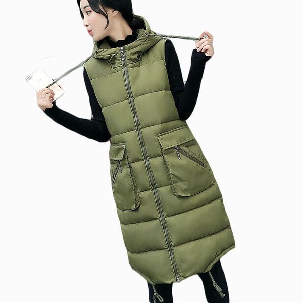 women's vests 2021 arrival women autumn winter jacket vest mid-length hooded warm ladies parka cotton wadding female slim waistcoat zl5, Black;white
women's vests 2021 arrival women autumn winter jacket vest mid-length hooded warm ladies parka cotton wadding female slim waistcoat zl5, Black;white