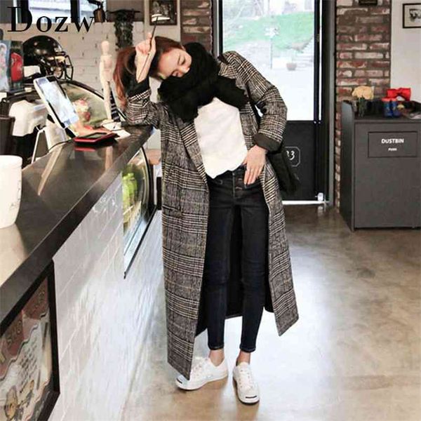 long wool coat women casual fashion loose winter warm plaid vintage elegant pocket blend trench ladies outwear jacket 210515, Black
long wool coat women casual fashion loose winter warm plaid vintage elegant pocket blend trench ladies outwear jacket 210515, Black
