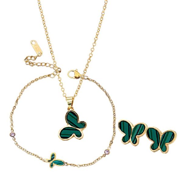 earrings & necklace 316l stainless steel titanium green butterfly pendant bracelet earring set fashion jewelry, Silver
earrings & necklace 316l stainless steel titanium green butterfly pendant bracelet earring set fashion jewelry, Silver