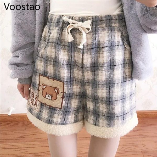 women's shorts autumn winter cute lolita style plaid tweed girly kawaii bear embroidery casual woolen short pants women harajuku, White;black
women's shorts autumn winter cute lolita style plaid tweed girly kawaii bear embroidery casual woolen short pants women harajuku, White;black