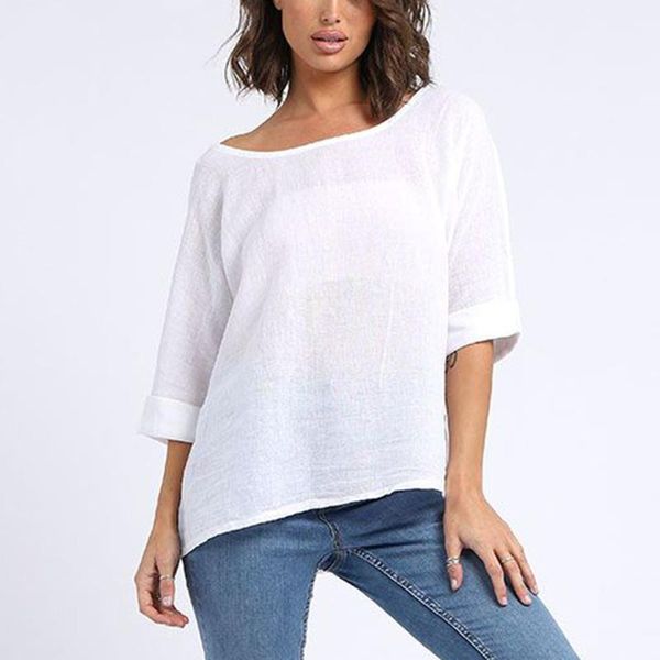 women's blouses & shirts fashsiualy plain linen cotton blouse women o-neck 3/4 sleeve white shirt summer female streetwear blusas cami
women's blouses & shirts fashsiualy plain linen cotton blouse women o-neck 3/4 sleeve white shirt summer female streetwear blusas cami